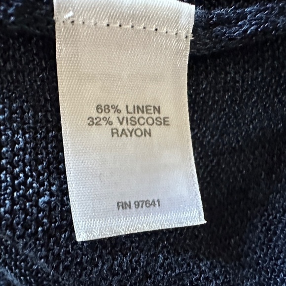 J.Jill Pure Jill Linen Viscose Blend Loose-Weave Navy Top Women's Size Small - Picture 9 of 9